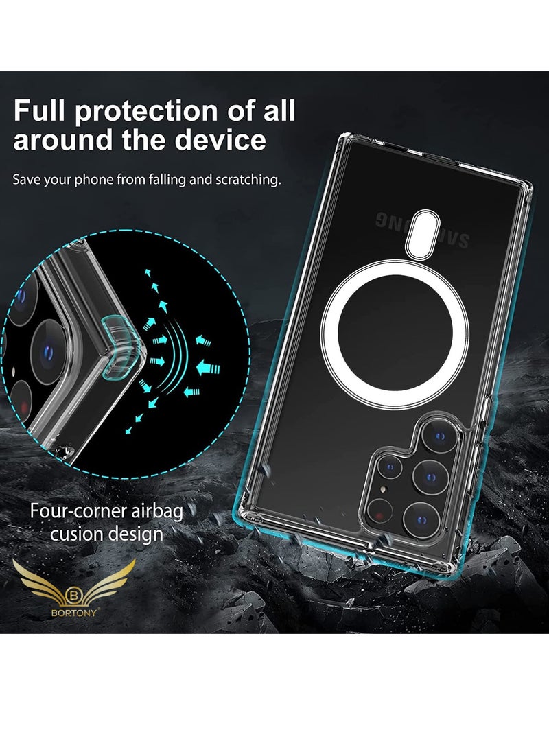 BORTONY - Galaxy S23 Ultra Case with Support Magsafe Charging Ultra Thin Shockproof Transparent Non-Yellowing Compatible with Samsung Galaxy S23 Ultra Cover 6.8 inch 2023 - Image 1