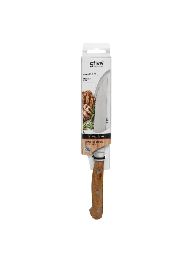Five Simply Smart Elegancia Stainless Steel Steak Knife Silver and Brown 1.5 x 23 x 2 cm 146608