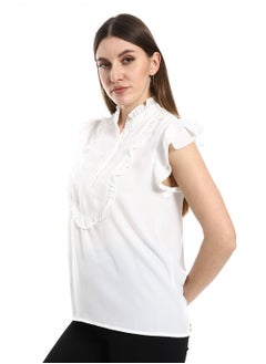 Classic cut blouse in White with a cut on the chest - pzsku/Z3B91DEDFDF928F200961Z/45/_/1709987054/b6f284e3-5f11-4938-882e-a3ad203d61af