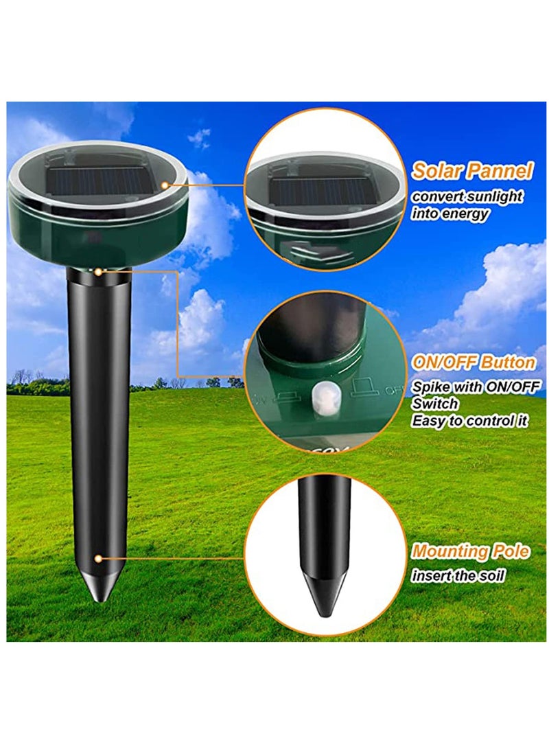 SYOSI Solar Mole Repellent Ultrasonic, 1Pcs Gopher Mole Stopper Solar Powered, Sonic Mole Deterrent Groundhog Chipmunk Snake Rodent Vole Spikes Chaser Squirrel Rat Control Lawn Garden Yard - Image 2