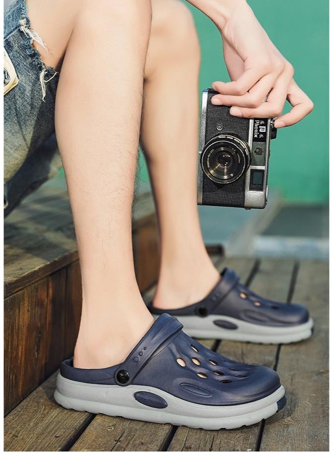 NIBEMINENT Men's Summer Outdoor Sandals Casual Slip-On Shoes Student Half Slippers Beach Shoes Rubber Bottom  - Image 3