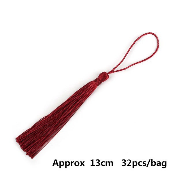 Generic Diy Jewelry Accessories Polypropylene Tassel Pendant Ring Small Tassel High-end Ice Silk Pendant Earrings Accessories Wine Red 32 pieces/package 