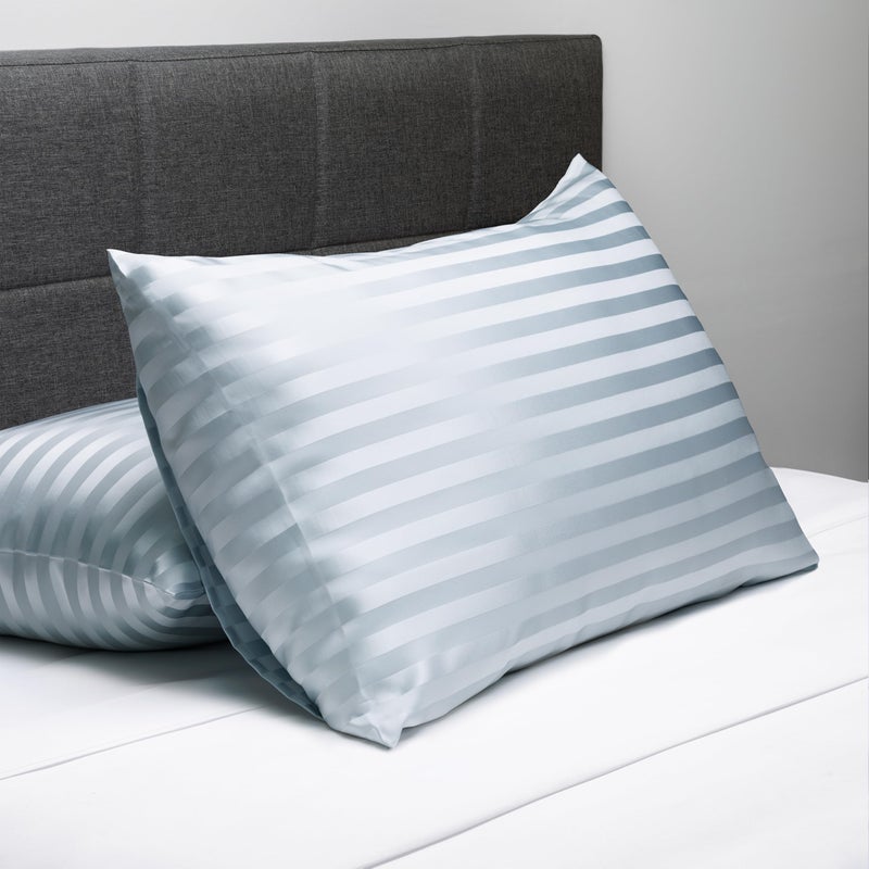 Fishers Finery 30mm 100% Pure Mulberry Silk Pillowcase Set  Good Housekeeping Quality Tested (Blue Stripe  Queen  2 Pack) - Image 3