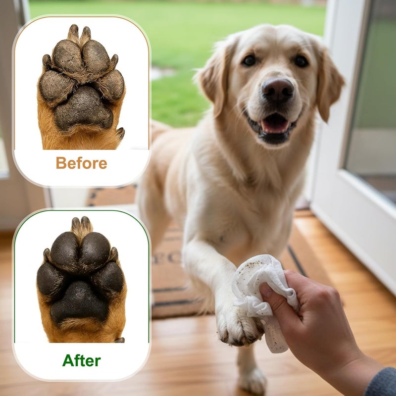 Dimsile 4 Pack Dog Wipes for Paws 5 x 7 Inches Ultra Soft Cotton with Cherry Blossom Scent Gentle Cleansing Pet Wipes for Fresh Smelling Dog After Walks, 280 Per Total - Image 5