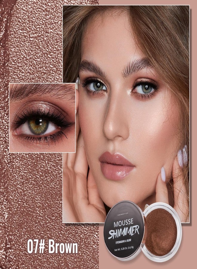 Erinde كريم ظل العيون إيريندي اللامع، لوحة ظل العيون الكريمي الهايلايتر، مقاوم للماء وطويل الأمد، مكياج مضيء بلمسة لامعة ناعمة، نباتي وخالي من القسوة، 07 بني - Image 2