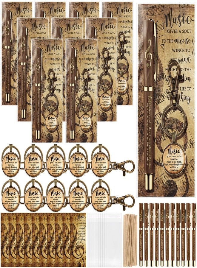 Spakon 10 Sets Music Gifts Set Music Themed Thank You Gifts Keychains Pens Bookmarks Opp Bags Sets Musician Appreciation Gift for Teacher Choir Employee Coworker Social Worker - Image 1