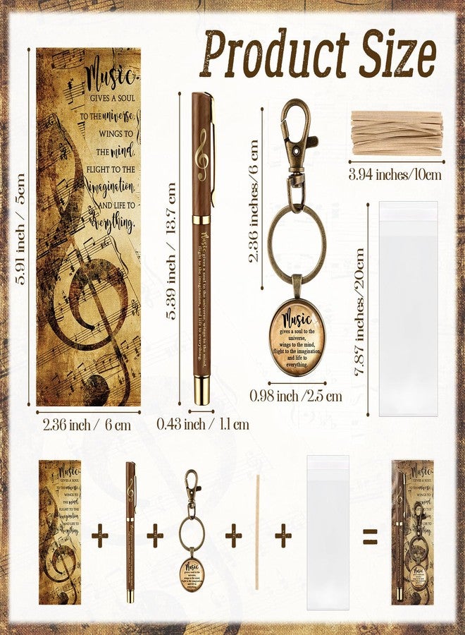 Spakon 10 Sets Music Gifts Set Music Themed Thank You Gifts Keychains Pens Bookmarks Opp Bags Sets Musician Appreciation Gift for Teacher Choir Employee Coworker Social Worker - Image 2