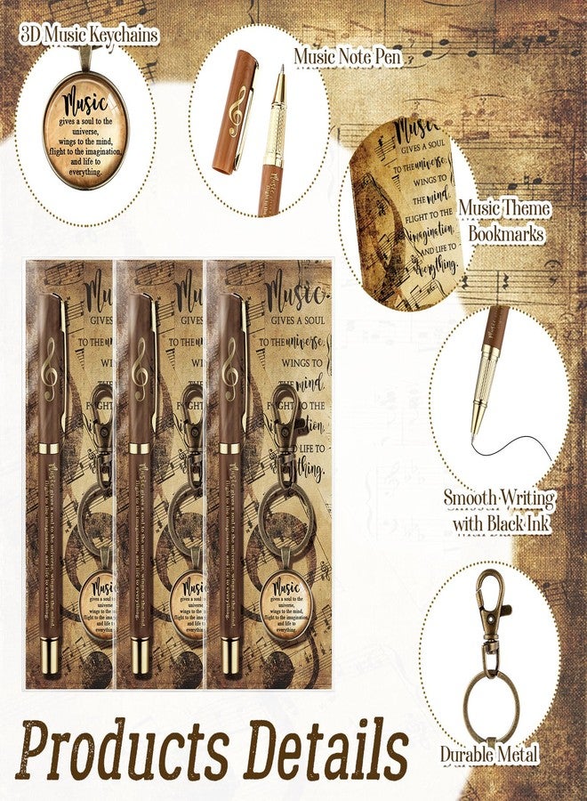 Spakon 10 Sets Music Gifts Set Music Themed Thank You Gifts Keychains Pens Bookmarks Opp Bags Sets Musician Appreciation Gift for Teacher Choir Employee Coworker Social Worker - Image 3