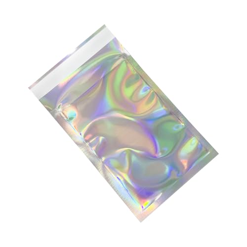 PABCK 100 Pack 3.94x5.91+1.18 inch Holographic Metallic Poly Mailers Self Sealing Packaging Aluminum Foil Glitter Bags Shipping Envelopes Mailing Storage Pouches for Shipping Packaging - Image 4