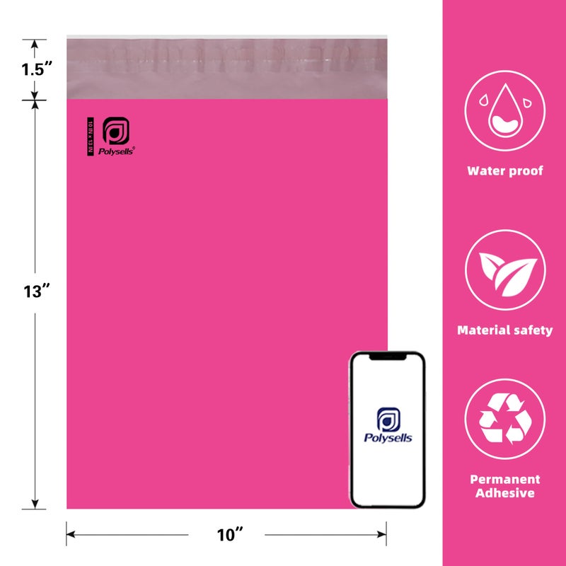 POLYSELLS 1000 pcs 10x13 Inches Pink Poly Mailers Shipping Envelopes, Strong Adhesive Sealing, Waterproof, and Tear-resistant Postal Mailing Bags for Clothing, Books, and Accessories - Image 2