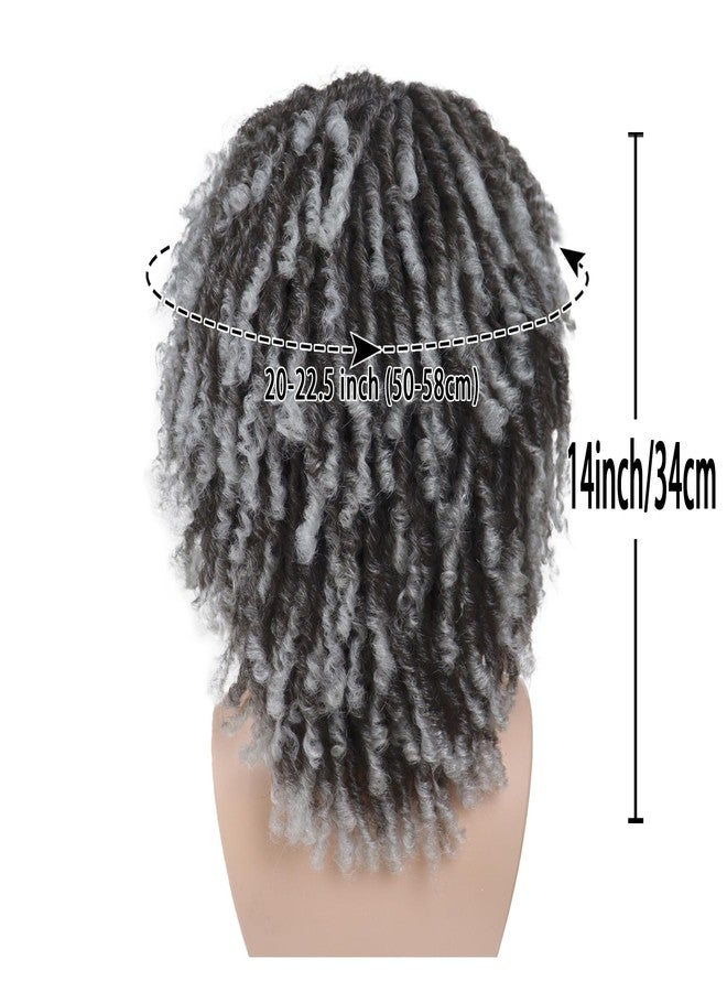 GNIMEGIL Gray Ombre Dreadlocks Wigs for Men Braided Wig Medium Length Afro Braids Hairstyle Fake Dreads Wig with Bangs in Synthetic Hair Graident Grey Color 14 inch - Image 3