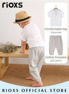 2PCS T-Shirt and Pants Set, Short Sleeved Cotton Shirt and Linen-cotton Pants, Fashionable Outfit for Toddlers, Comfortable Skin-friendly Summer Suit for Kids, Suitable for Daily Wear, Home Wear or Photography Dressing - pzsku/Z3B9227B29CE4A374288BZ/45/_/1719284786/10e196cf-08e9-4279-a3e2-c462242f0ba5