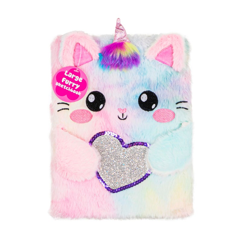 VOTUM Fuzzy Sketch Book: Personalized Artist Sketchbook: Sketching, Drawing and Creative Doodling. Notebook and Sketchbook to Draw and Journal (Cat Unicorn) - Image 1