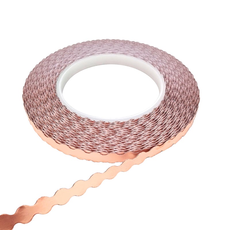 ARTIMUSES Double Edged Scalloped Copper Foil Tape for Stained Glass, DIY Handicrafts, Crafting (Large Scalloped) - Image 1