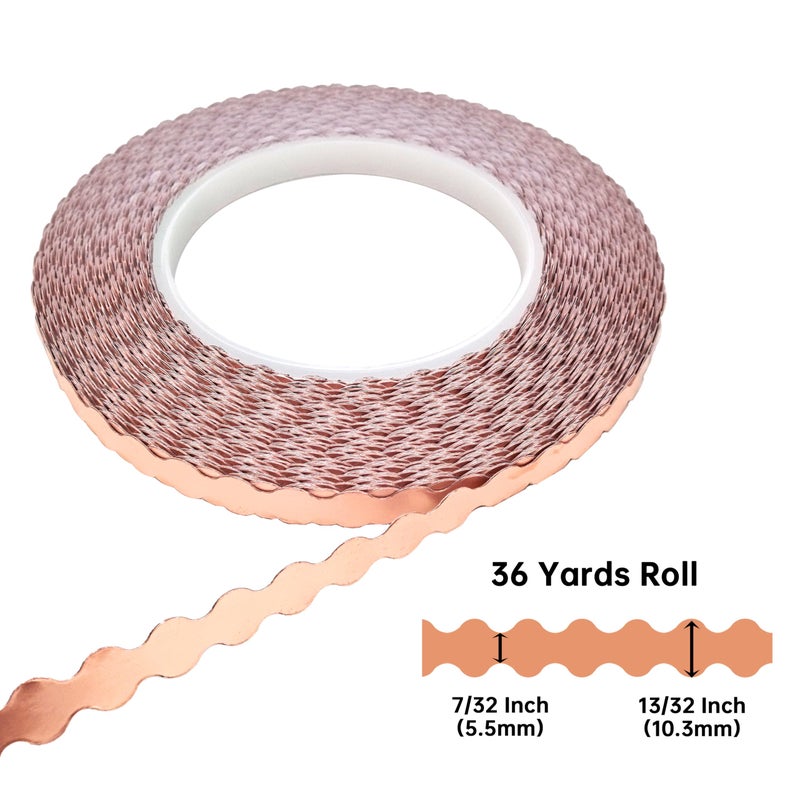 ARTIMUSES Double Edged Scalloped Copper Foil Tape for Stained Glass, DIY Handicrafts, Crafting (Large Scalloped) - Image 4