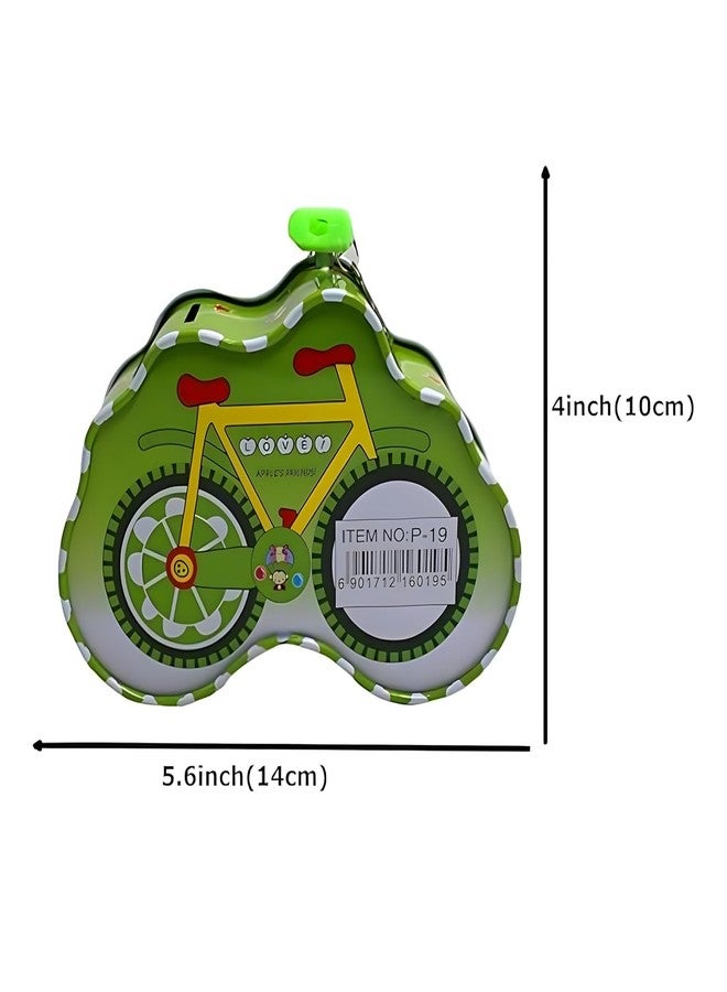 KAVYARA Kids Piggy Bank Coin Organizer Cycle Design Money Saving Bank for Coins & Cash Ideal for Saving Money (Green) - Image 3