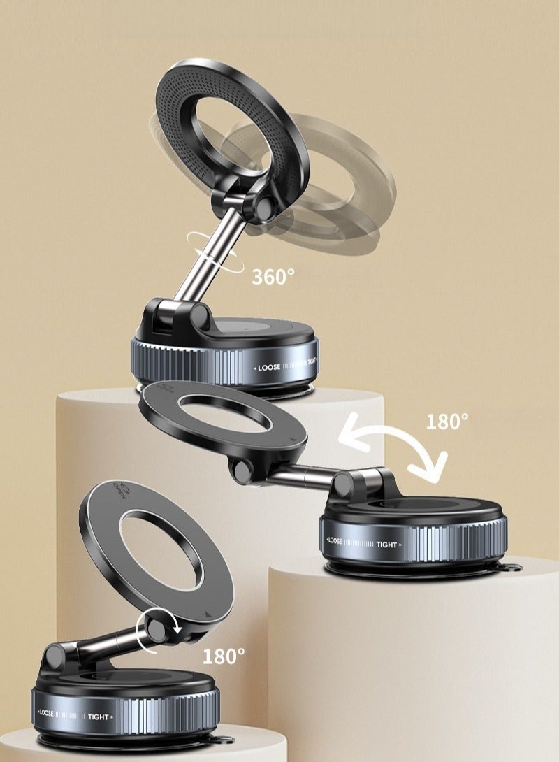 RinGinG Upgraded Vacuum Magnetic Suction Cup Phone Mount - Multi-Angle Rotating HandsFree Adjustable Magnetic Car Phone Holder Magnetic Phone Holder Suitable for Car/Gym/Mirror/Smooth Surface  - Image 3