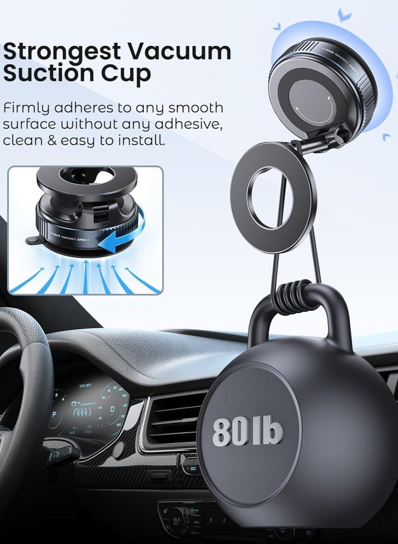 RinGinG Upgraded Vacuum Magnetic Suction Cup Phone Mount - Multi-Angle Rotating HandsFree Adjustable Magnetic Car Phone Holder Magnetic Phone Holder Suitable for Car/Gym/Mirror/Smooth Surface  - Image 5