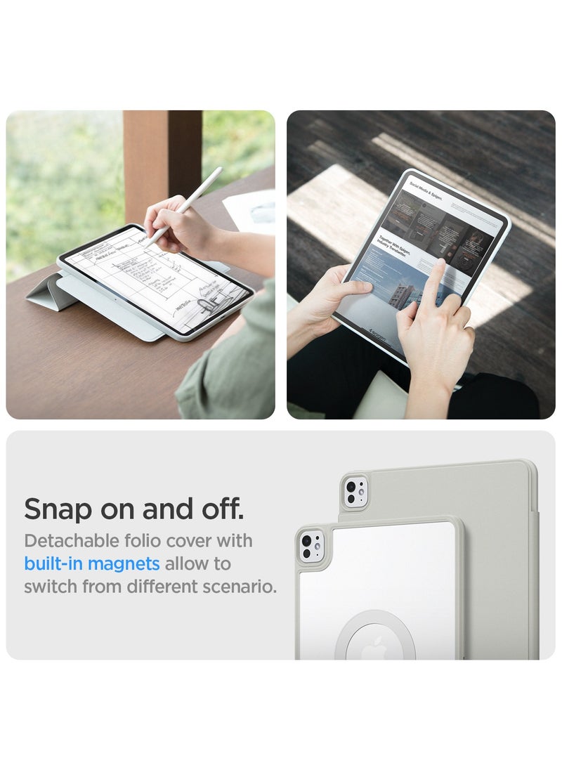 Spigen Air Skin Pro OneTap for iPad Pro 13 inch Case (2024) M4 Magnetic Folio Full Cover, Clear Transparent Back with Built-in Magnets, Multiple Viewing Angles - Gray  - Image 3