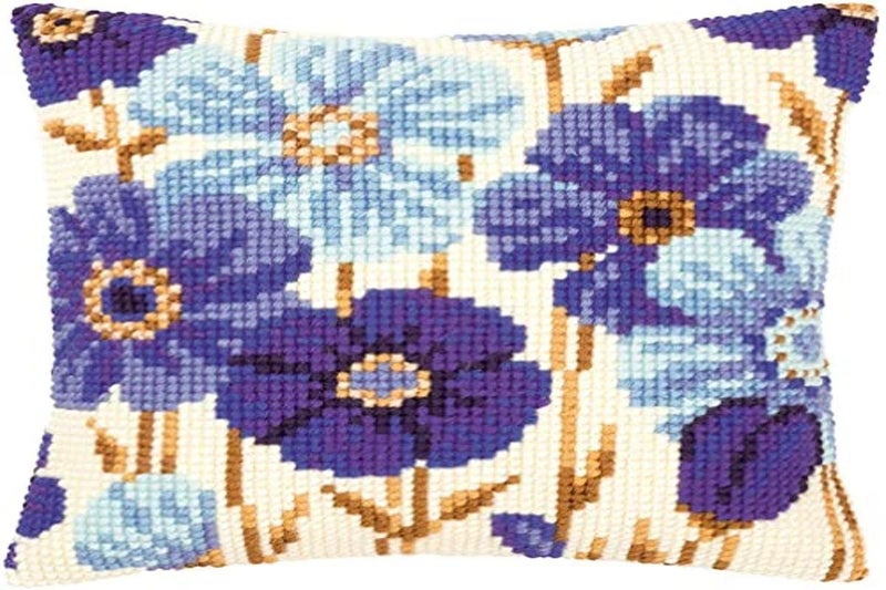 Vervaco Blue Flowers Cross Stitch Cushion  Multi-Colour - Image 1