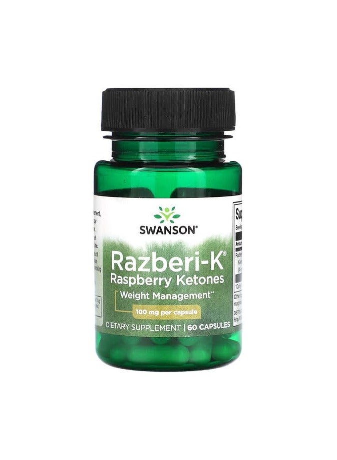 Razberi-K, Raspberry Ketones, 100 mg, 60 Capsules
