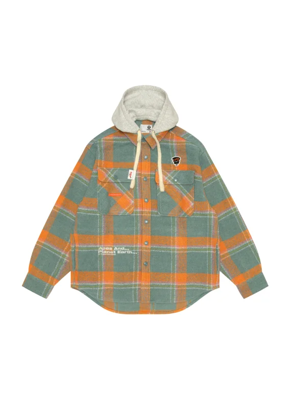 ايه ايه بي إي Check hooded button down jacket