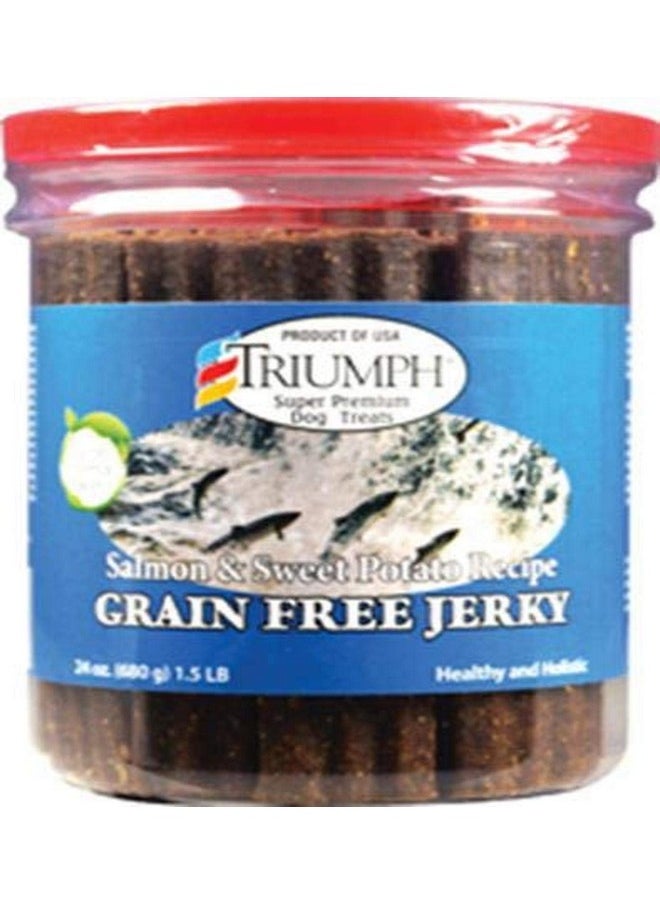 TRIUMPH Truimph Super Premium Dog Treats 00851 Dog Salmon & Sweet Potato Jerky, 24Ounce 1.5 Pounds  - Image 1