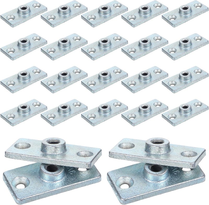 AojSup 24 Pcs Threaded Rod Hanger for 3/8 Inch Rods, Ceiling Flange Hangers with Three Holes - 2.75 x 1.27 x 0.2 Inch Blue Zinc Plated Iron Ceiling Flange Hanger Plate for Threaded Rod Plate Mounting - Image 1