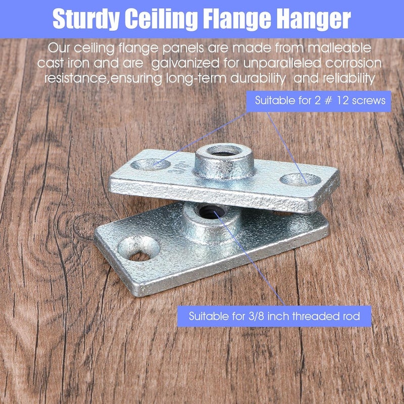 AojSup 24 Pcs Threaded Rod Hanger for 3/8 Inch Rods, Ceiling Flange Hangers with Three Holes - 2.75 x 1.27 x 0.2 Inch Blue Zinc Plated Iron Ceiling Flange Hanger Plate for Threaded Rod Plate Mounting - Image 3