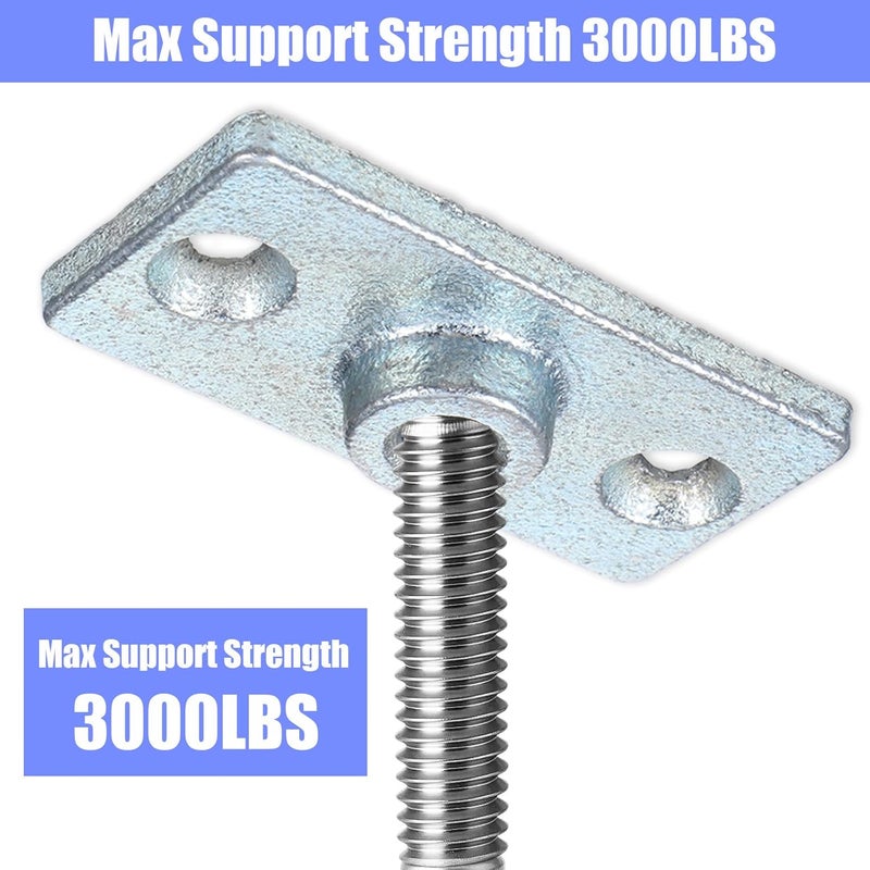 AojSup 24 Pcs Threaded Rod Hanger for 3/8 Inch Rods, Ceiling Flange Hangers with Three Holes - 2.75 x 1.27 x 0.2 Inch Blue Zinc Plated Iron Ceiling Flange Hanger Plate for Threaded Rod Plate Mounting - Image 5