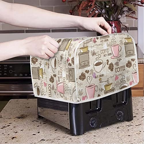 Talayituse Coffee Theme 2 Slice Toaster Covers Dust Protection Bread Maker Covers Toaster Oven Cloth Cover Kitchen Accessories Washable Appliance Cover - Image 3
