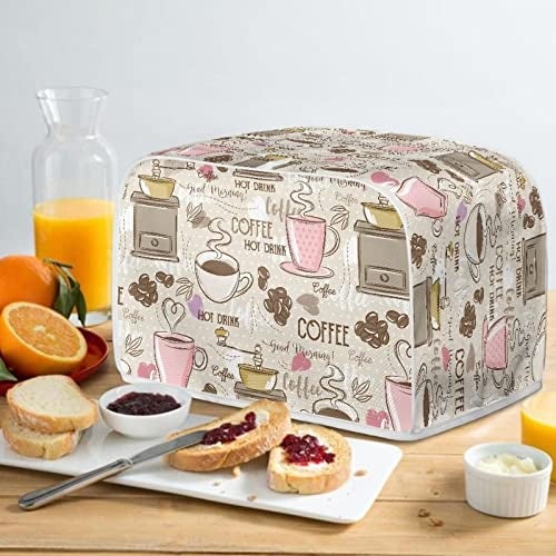 Talayituse Coffee Theme 2 Slice Toaster Covers Dust Protection Bread Maker Covers Toaster Oven Cloth Cover Kitchen Accessories Washable Appliance Cover - Image 5
