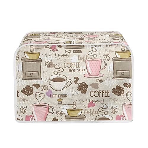 Talayituse Coffee Theme 2 Slice Toaster Covers Dust Protection Bread Maker Covers Toaster Oven Cloth Cover Kitchen Accessories Washable Appliance Cover - Image 1