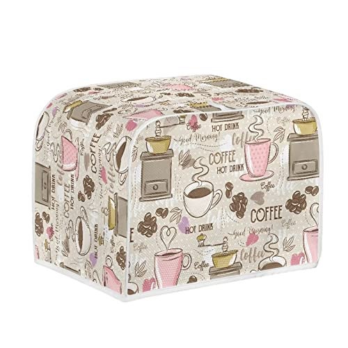 Talayituse Coffee Theme 2 Slice Toaster Covers Dust Protection Bread Maker Covers Toaster Oven Cloth Cover Kitchen Accessories Washable Appliance Cover - Image 2