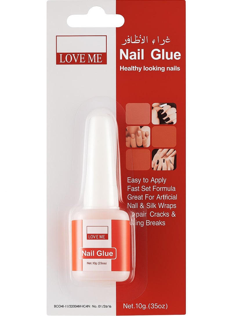 LOVEME BEAUTY Gel Nail Glue, Clear Brush-On, 10g, Maximum Strength for Nail Repairs and Tips, Fast-Set Formula for Artificial Nails and Repairs, Clear - Image 1