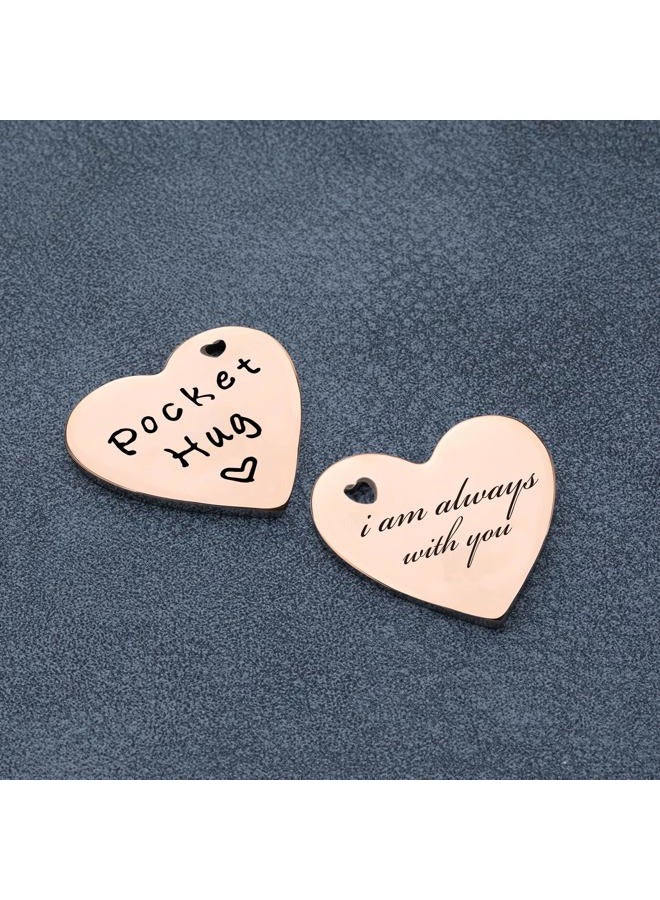 Qunrwe Long Distance Gift,Pocket Hug & Leather Keychain,I Love You Thinking of You Miss You Gifts,Anniversary Birthday Gifts for Her Him Family Friends Loved One(Rose Gold) - Image 3