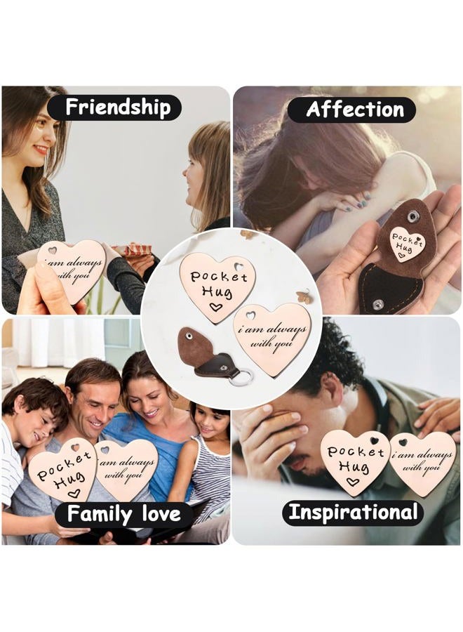Qunrwe Long Distance Gift,Pocket Hug & Leather Keychain,I Love You Thinking of You Miss You Gifts,Anniversary Birthday Gifts for Her Him Family Friends Loved One(Rose Gold) - Image 5