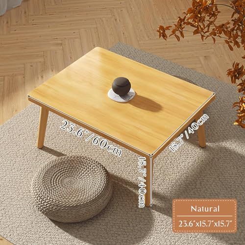 Craftsline Solid Wooden Small Coffee Table Low Table Solid Wood Sturdy Floor Table Desk for Sitting on The Floor, Storage and Living Room Furniture，Natural Wood，24inch (Natural, 24 * 16inch) - Image 3