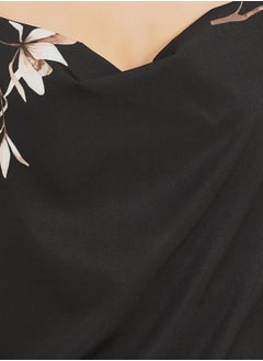 Styli Floral Print Cowl Neck Satin Slip Dress with Deep V Back  - Image 3