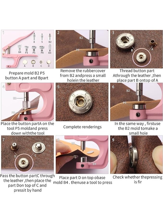 140 Sets Snap Fasteners Kit,Metal Button Snaps and Plastic Buttons，5 Color Clothing Snaps Kit, Leather Snaps for Clothes - Image 4