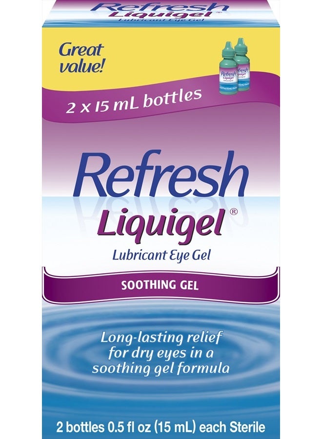 REFRESH جل ترطيب العين ليكويجل، زجاجتان 0.5 أونصة سائلة (15 مل) لكل منهما معقمة (30 مل) - Image 1