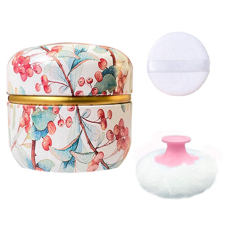 Qopoto Body Powder Puff and Container for Dusting Powder, Women Powder Puff and Powder Case for Bath and Travel (Ormosia) - Image 1