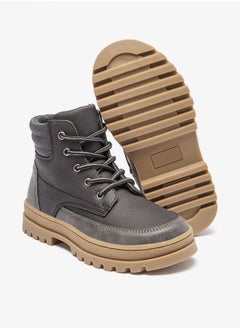 JUNIORS Boys Panelled Low Ankle Boots with Lace Detail and Zip Closure  - Image 5