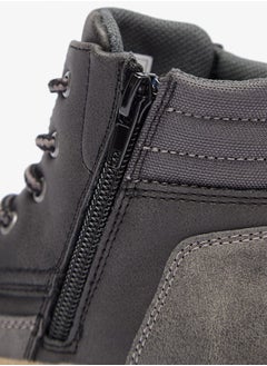 JUNIORS Boys Panelled Low Ankle Boots with Lace Detail and Zip Closure  - Image 4