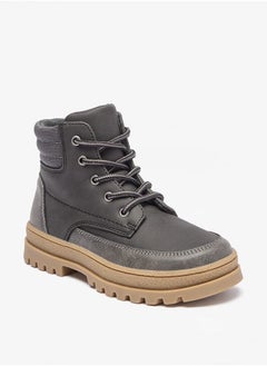 JUNIORS Boys Panelled Low Ankle Boots with Lace Detail and Zip Closure  - Image 3