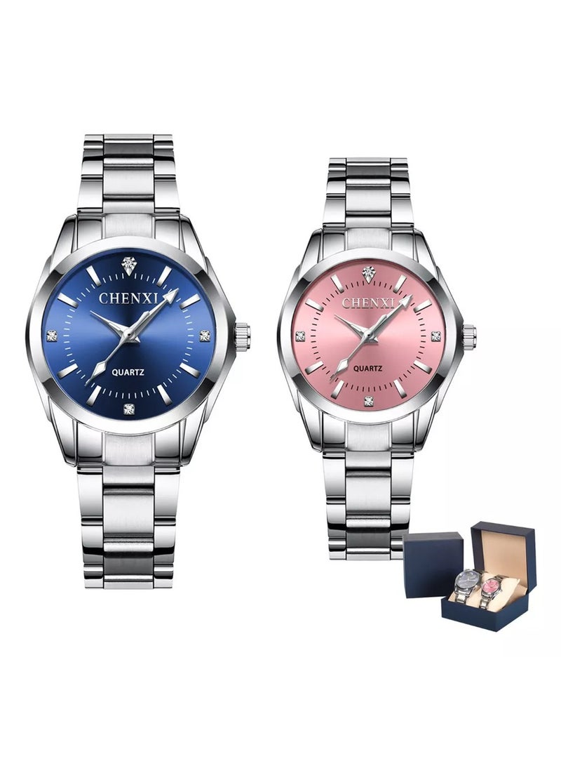 Chenxi Couple Waterproof Watches for Men and Women Tainless Steel Wrist Watches Fashion Quartz Watches Accessories set - Image 1