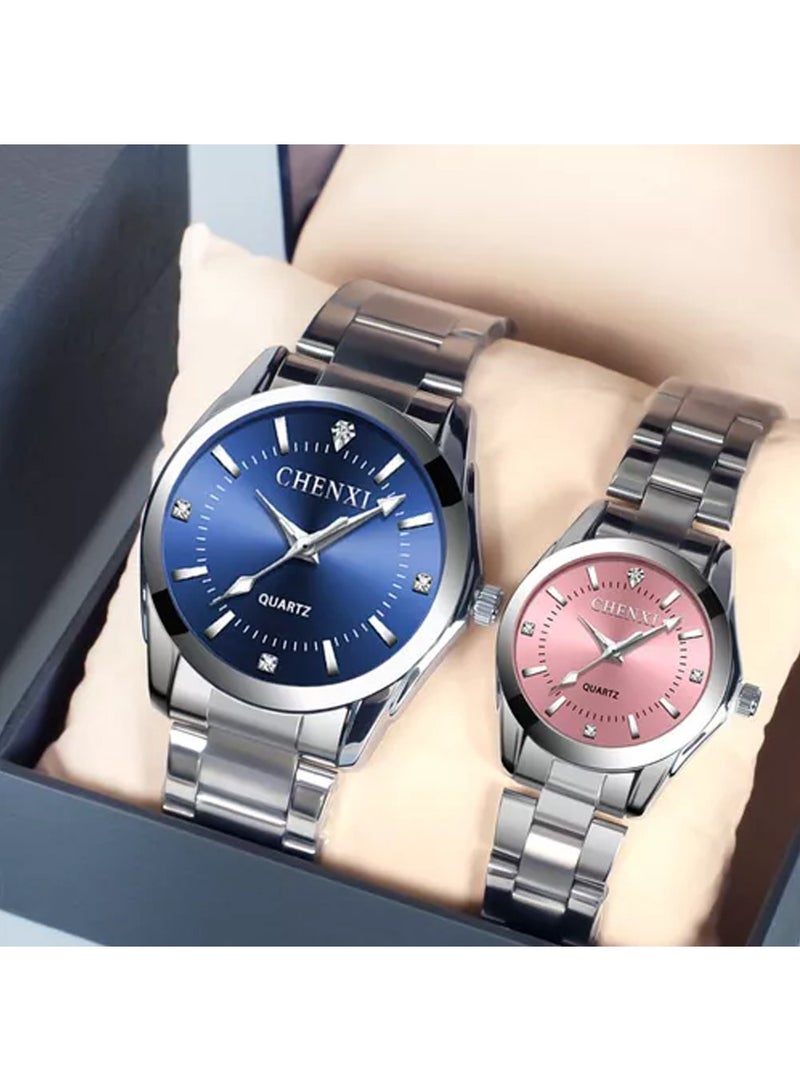 Chenxi Couple Waterproof Watches for Men and Women Tainless Steel Wrist Watches Fashion Quartz Watches Accessories set - Image 4