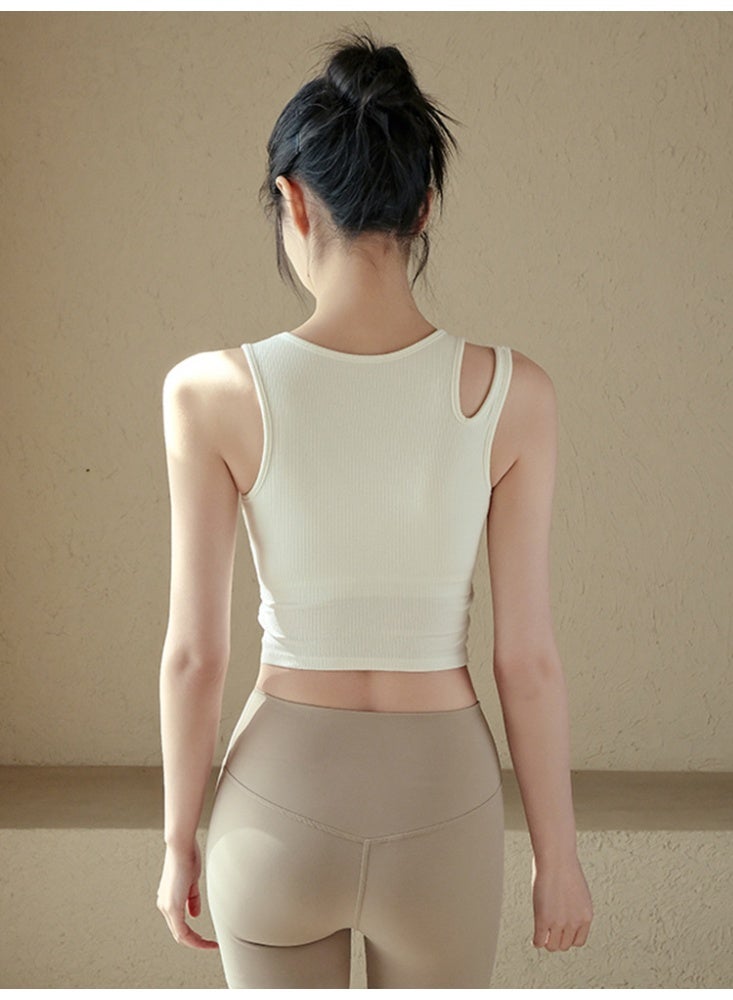 كوينج Spring and Summer Yoga Vest Integrated Fixed Cup Running Wear Solid Color Sleeveless Body Suit for Women - Image 3