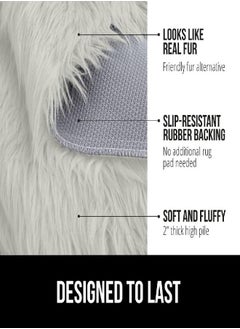 Gorilla Grip Gorilla Grip Fluffy Faux Fur Area Rug, 5x7, Rubber Backing, Machine Washable Soft Furry Rugs for Living Room, Bedroom, Baby Nursery Decor, Durable Fuzzy Throw Carpet for Dorm Floor, Cream  - Image 2