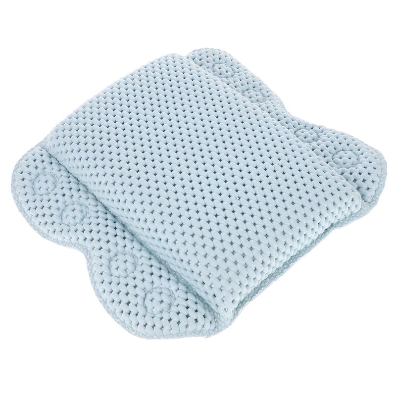 Blue PVC Foam Bath Tub Pillow with Suction Cups Non Slip Headrest for Spa Hotel Home Bathing Comfort - Image 2